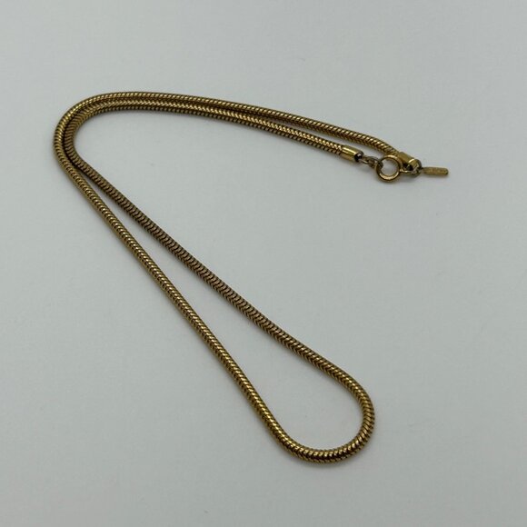 Vintage Monet Gold Snake Chain Necklace Choker Minimalist Jewelry 1970s 15 in. - Picture 12 of 13